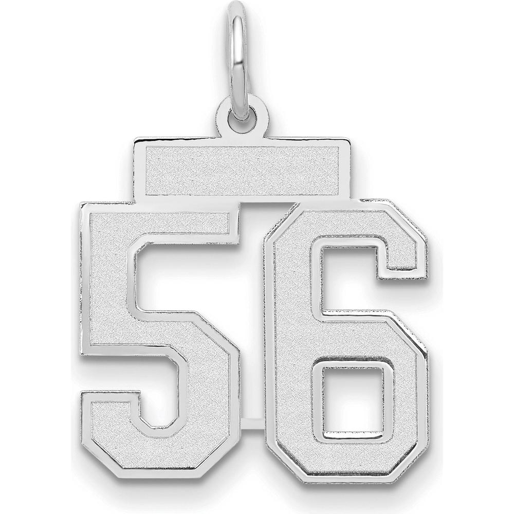 14K White Gold Small Satin Number 56 Charm with Rhodium Plating by Oro Pregiato