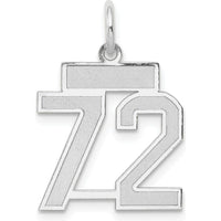 14K White Gold Small Satin Number 72 Charm with Rhodium Plating - Brushed Texture by Oro Pregiato