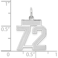 14K White Gold Small Satin Number 72 Charm with Rhodium Plating - Brushed Texture by Oro Pregiato