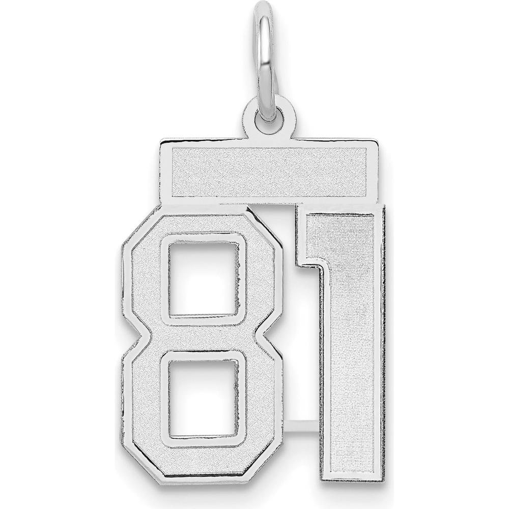 14K White Gold Small Satin Number 81 Charm - Personalized Laser Cut Design by Oro Pregiato
