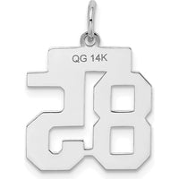 14K White Gold Small Satin Number 85 Charm with Laser Cut Design and Rhodium Plating by Oro Pregiato
