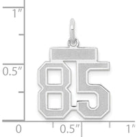 14K White Gold Small Satin Number 85 Charm with Laser Cut Design and Rhodium Plating by Oro Pregiato