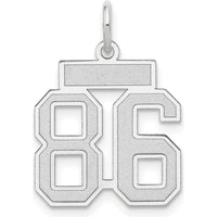 14K White Gold Small Satin Number 86 Charm with Rhodium Finish by Oro Pregiato