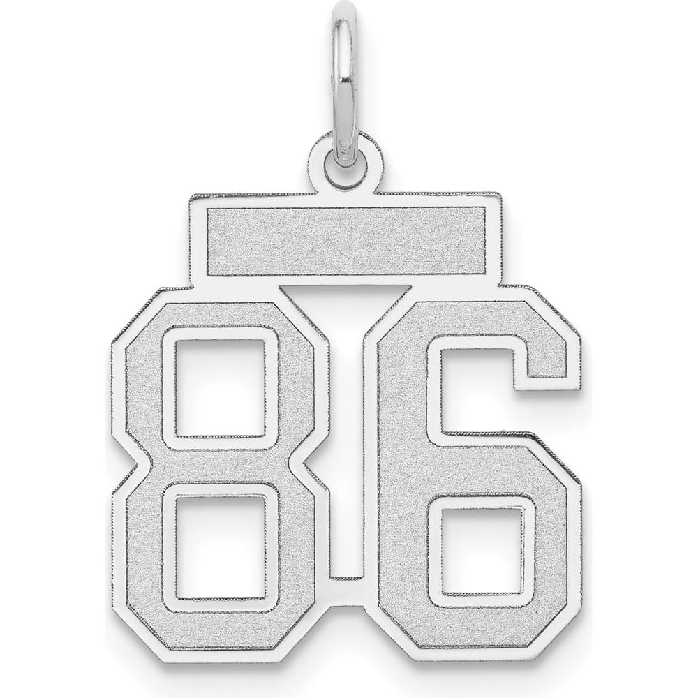 14K White Gold Small Satin Number 86 Charm with Rhodium Finish by Oro Pregiato