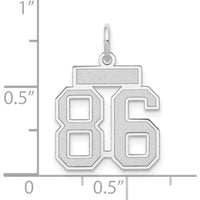 14K White Gold Small Satin Number 86 Charm with Rhodium Finish by Oro Pregiato