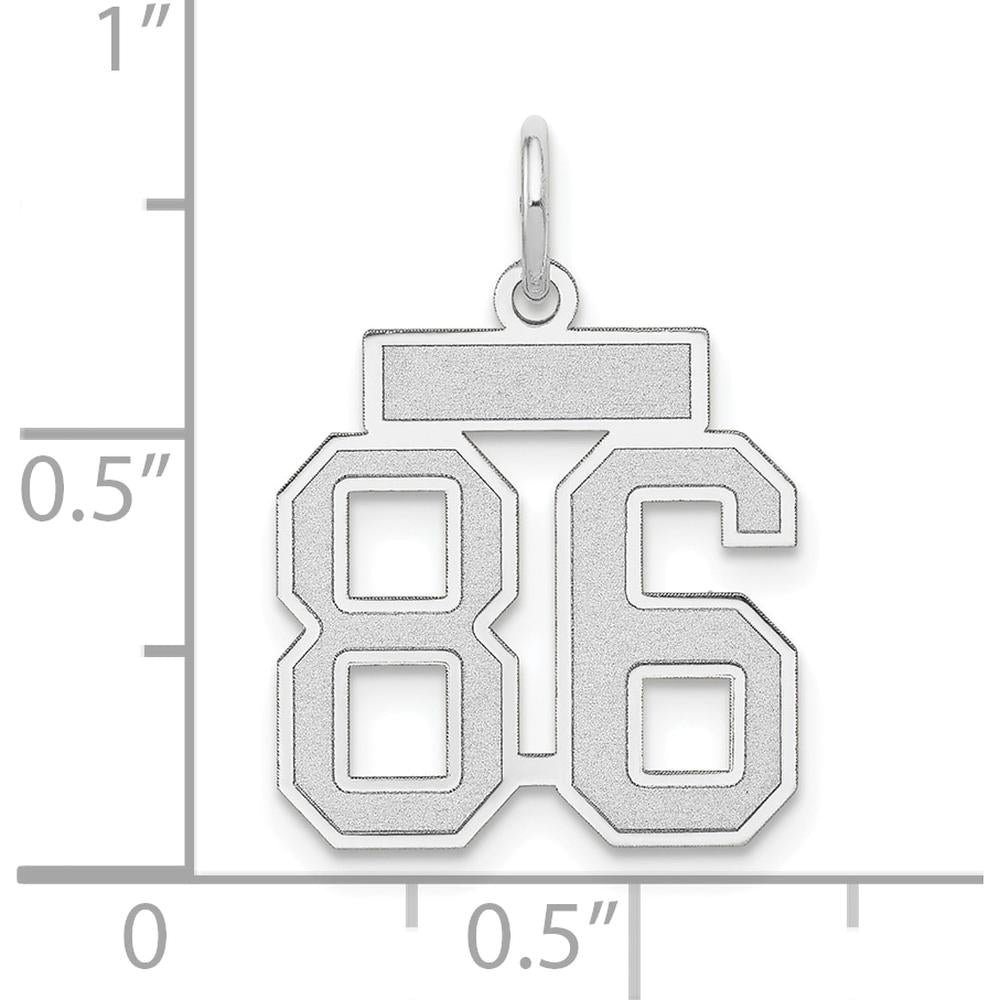 14K White Gold Small Satin Number 86 Charm with Rhodium Finish by Oro Pregiato