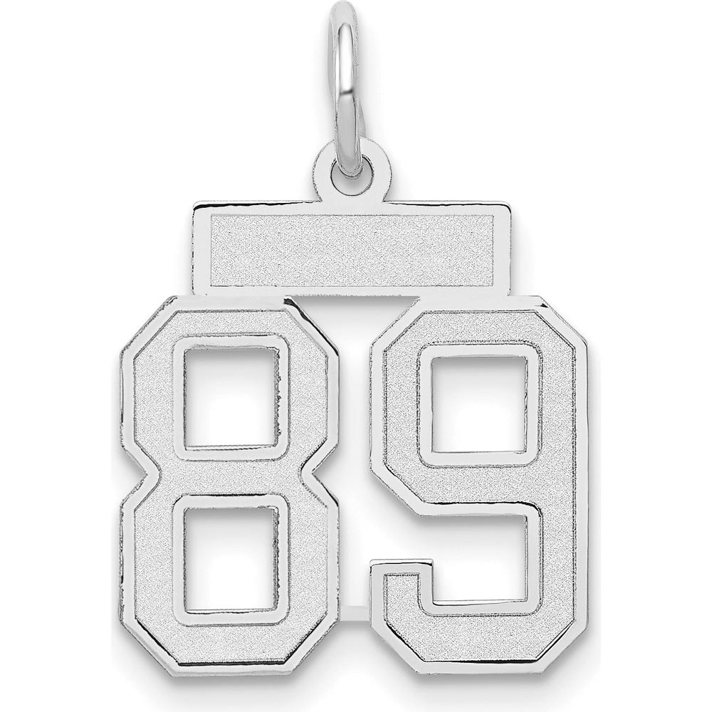 14K White Gold Small Satin Number 89 Charm with Rhodium Plating - Laser Cut Design by Oro Pregiato