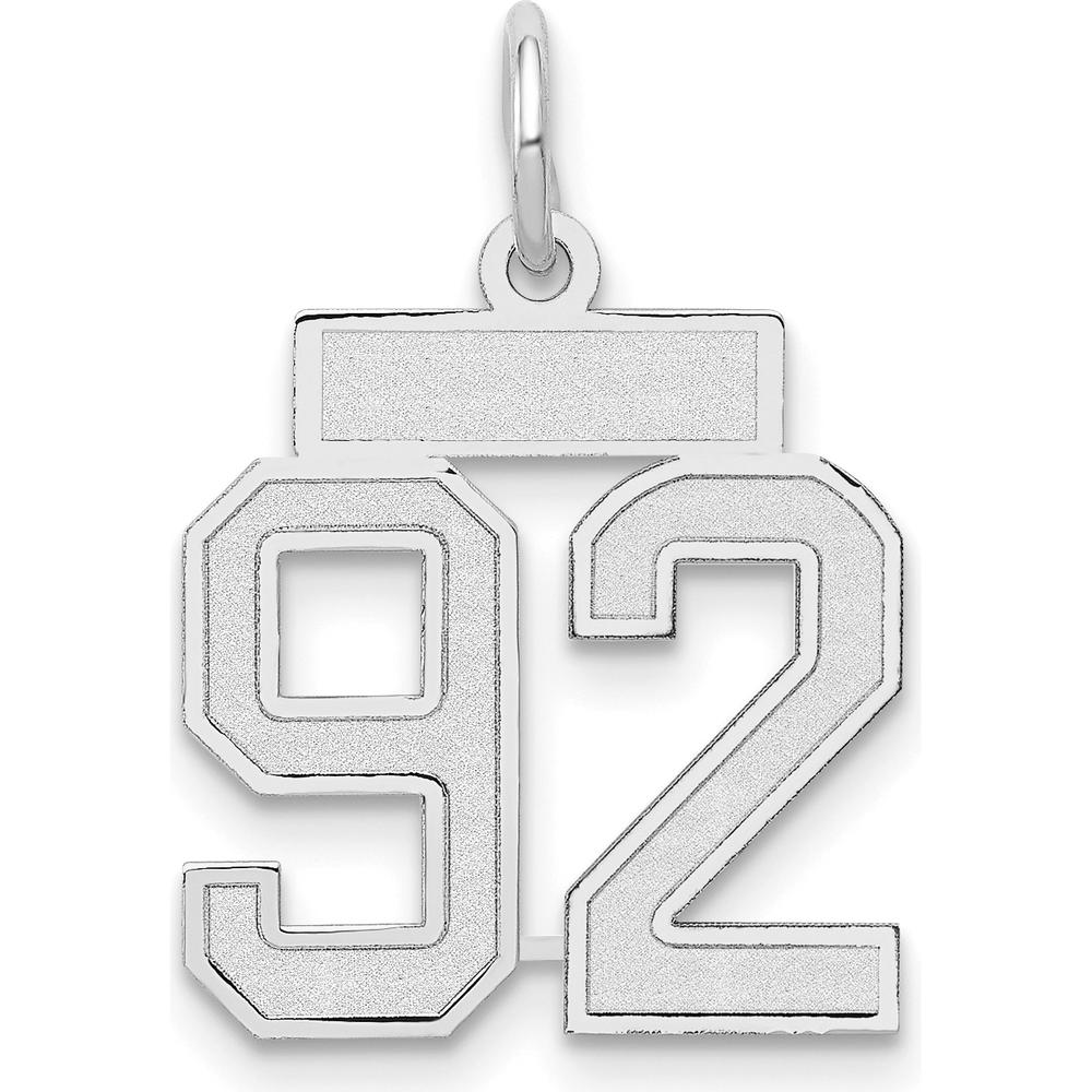 14K White Gold Small Satin Number 92 Charm with Brushed Finish by Oro Pregiato