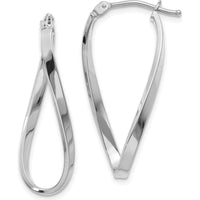 14K White Gold Small Twisted Hoop Earrings with Polished Finish - 10mm Length by Oro Pregiato