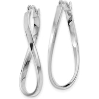 14K White Gold Small Twisted Hoop Earrings with Polished Finish - 10mm Length by Oro Pregiato