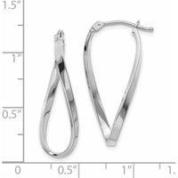 14K White Gold Small Twisted Hoop Earrings with Polished Finish - 10mm Length by Oro Pregiato