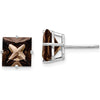 14K White Gold Smoky Quartz 8mm Square Stud Earrings - 2.45 Carat Total Gem Weight by Monteluci Fine Jewelry