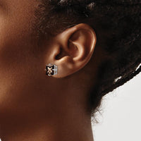 14K White Gold Smoky Quartz Checker-Cut Stud Earrings - 2.5 Carat Total Smoky Quartz Weight by Monteluci Fine Jewelry