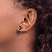 14K White Gold Smoky Quartz Cushion Cut Stud Earrings with Checkerboard Cut - 1.35 Carat Total Gem Weight by Monteluci Fine Jewelry