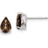 14K White Gold Smoky Quartz Pear Shape Stud Earrings - 0.60 Carat Total Smoky Quartz Weight by Monteluci Fine Jewelry
