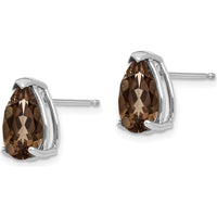 14K White Gold Smoky Quartz Pear Stud Earrings - 1.72 Carat Total Gemstone Weight by Monteluci Fine Jewelry
