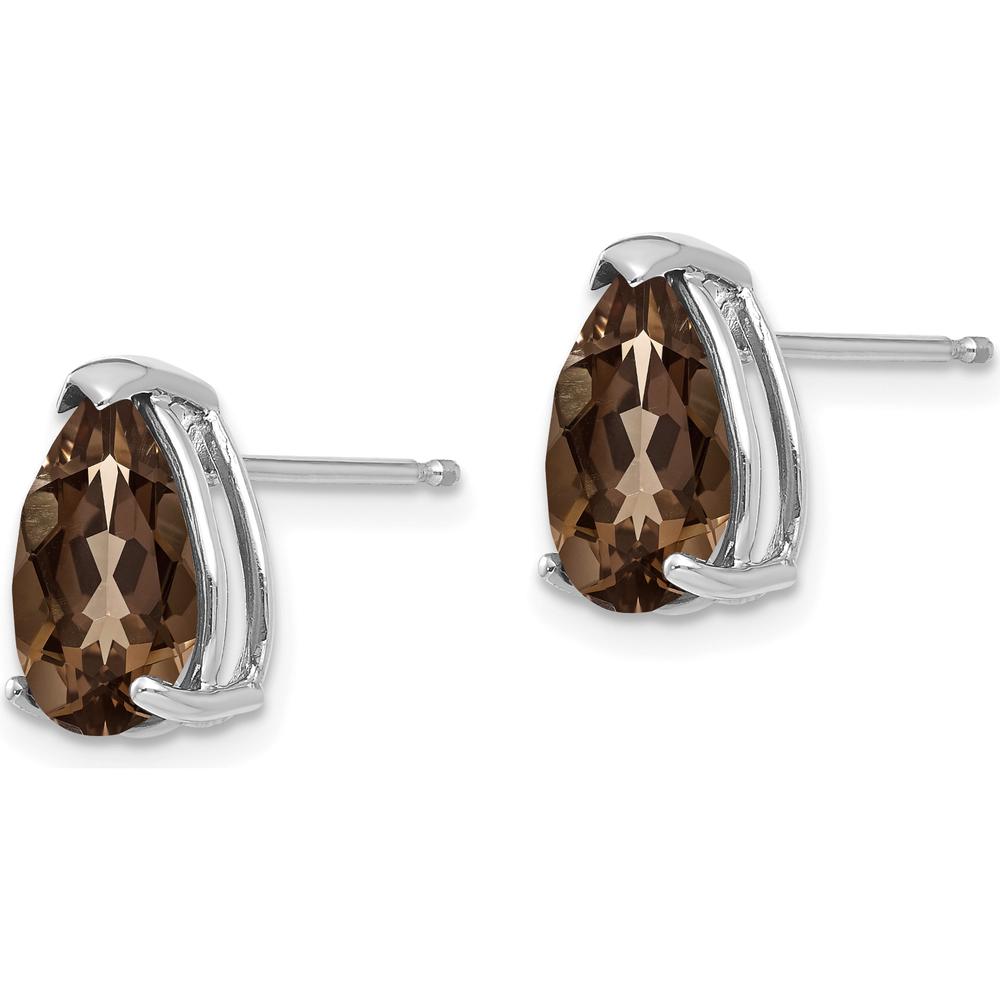 14K White Gold Smoky Quartz Pear Stud Earrings - 1.72 Carat Total Gemstone Weight by Monteluci Fine Jewelry