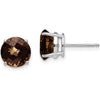 14K White Gold Smoky Quartz Stud Earrings - 1.70 Carat Total Smoky Quartz Weight by Monteluci Fine Jewelry