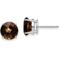 14K White Gold Smoky Quartz Stud Earrings - 1.70 Carat Total Smoky Quartz Weight by Monteluci Fine Jewelry