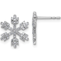 14K White Gold Snowflake Diamond Post Earrings with Round Diamonds - 0.415 Carats Total Diamond Weight by Oro Pregiato