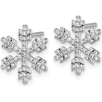 14K White Gold Snowflake Diamond Post Earrings with Round Diamonds - 0.415 Carats Total Diamond Weight by Oro Pregiato