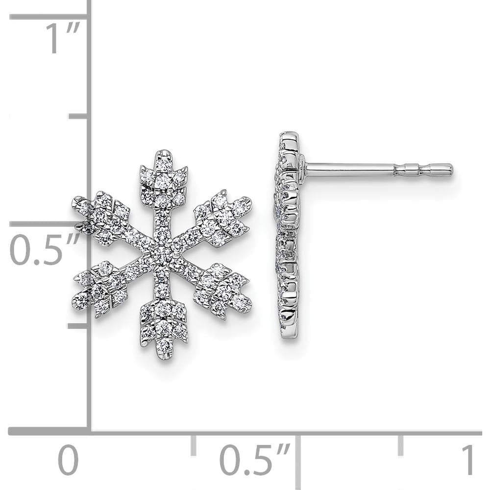 14K White Gold Snowflake Diamond Post Earrings with Round Diamonds - 0.415 Carats Total Diamond Weight by Oro Pregiato