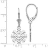 14K White Gold Snowflake Leverback Earrings - Elegant Winter Design by 0