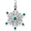 14K White Gold Snowflake Pendant with Blue and White Diamonds - 0.10 Carat Total Diamond Weight by Monteluci Fine Jewelry