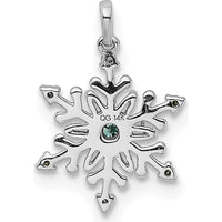 14K White Gold Snowflake Pendant with Blue and White Diamonds - 0.10 Carat Total Diamond Weight by Monteluci Fine Jewelry
