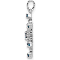 14K White Gold Snowflake Pendant with Round and Baguette Blue and White Diamonds - 0.13 Carat Total Diamond Weight by Monteluci Fine Jewelry