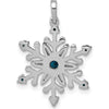 14K White Gold Snowflake Pendant with Round and Baguette Blue and White Diamonds - 0.13 Carat Total Diamond Weight by Monteluci Fine Jewelry