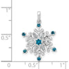 14K White Gold Snowflake Pendant with Round and Baguette Blue and White Diamonds - 0.13 Carat Total Diamond Weight by Monteluci Fine Jewelry