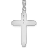 14K White Gold Solid Cross Pendant with Rhodium Plating - 38mm Length by Oro Pregiato