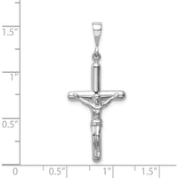 14K White Gold Solid Crucifix Pendant with Polished Finish and Rhodium Plating - 38mm Length by Oro Pregiato