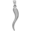 14K White Gold Solid Diamond-cut 3D Italian Horn Charm - 30mm Length by Oro Pregiato