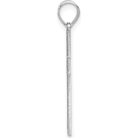 14K White Gold Solid Laser Etched Cross Pendant with Rhodium Plating by Oro Pregiato