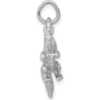 14K White Gold Solid Polished 3D Dragon Charm - Rhodium Plated by Oro Pregiato