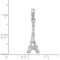 14K White Gold Solid Polished 3D Eiffel Tower Charm by Oro Pregiato