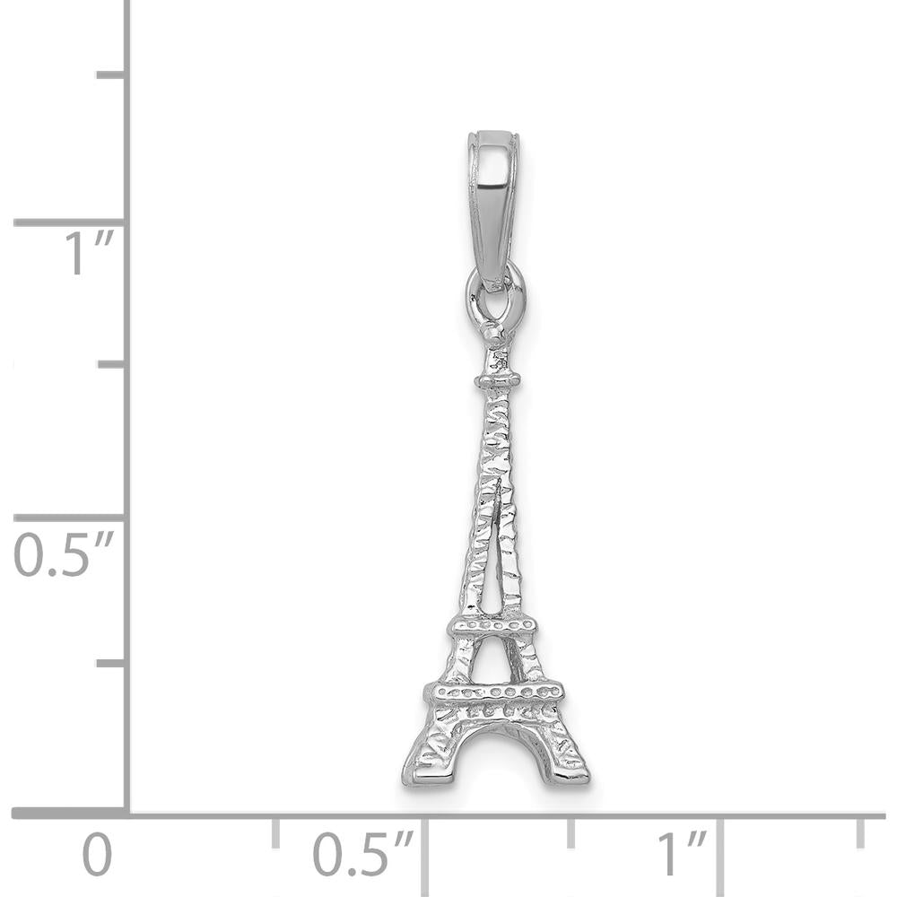 14K White Gold Solid Polished 3D Eiffel Tower Charm by Oro Pregiato