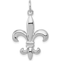 14K White Gold Solid Polished 3D Fleur de Lis Charm by Oro Pregiato