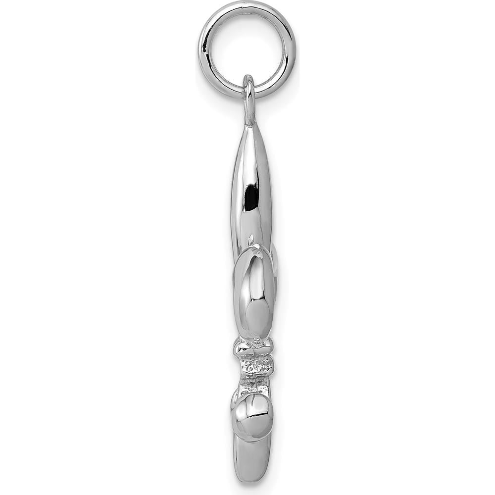 14K White Gold Solid Polished 3D Fleur de Lis Charm by Oro Pregiato