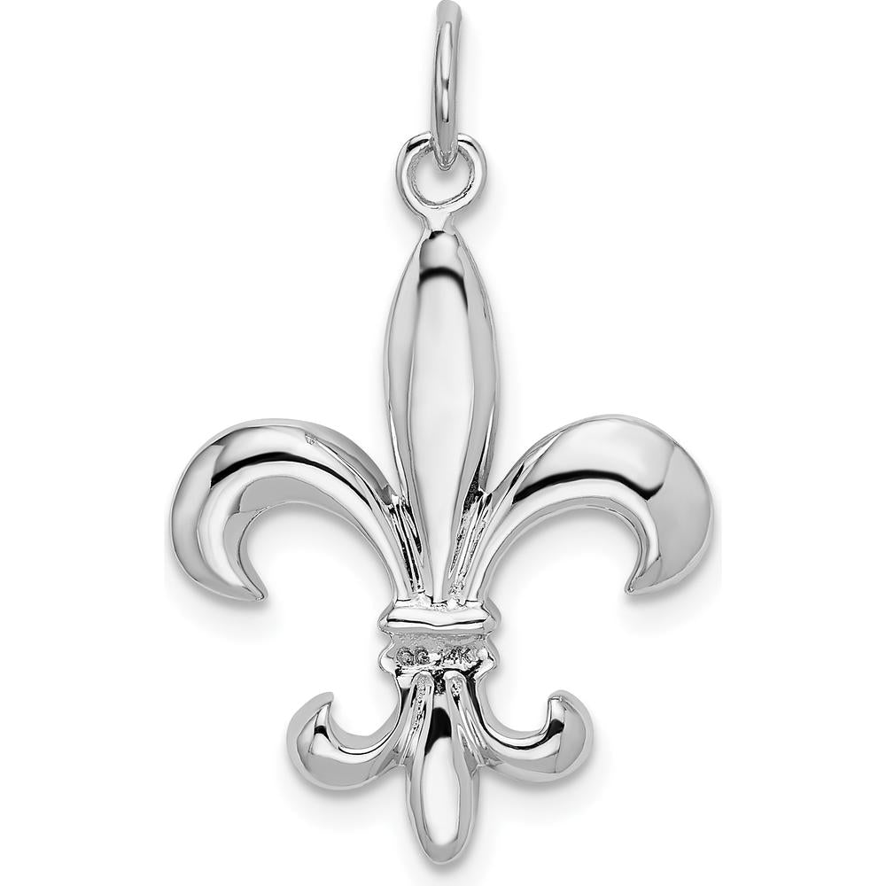 14K White Gold Solid Polished 3D Fleur de Lis Charm by Oro Pregiato