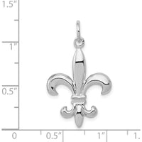 14K White Gold Solid Polished 3D Fleur de Lis Charm by Oro Pregiato