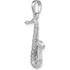 14K White Gold Solid Polished 3D Saxophone Charm - 22mm Length by Oro Pregiato