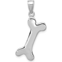 14K White Gold Solid Polished Dog Bone Pendant Charm with 3D Design by Oro Pregiato