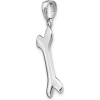 14K White Gold Solid Polished Dog Bone Pendant Charm with 3D Design by Oro Pregiato
