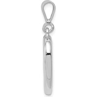 14K White Gold Solid Polished Heart Pendant with Rhodium Plating - 31mm Total Length by Oro Pregiato
