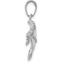 14K White Gold Solid Polished Manatee Pendant with Rhodium Finish by Oro Pregiato