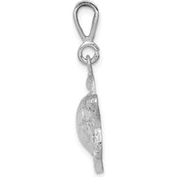 14K White Gold Solid Polished Open-Backed Sea Turtle Pendant - 27.5mm Length by Oro Pregiato