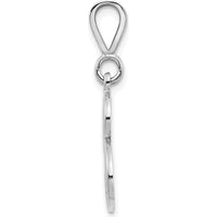 14K White Gold Solid Polished Script Filigree Letter B Initial Pendant - Rhodium Plated by Oro Pregiato